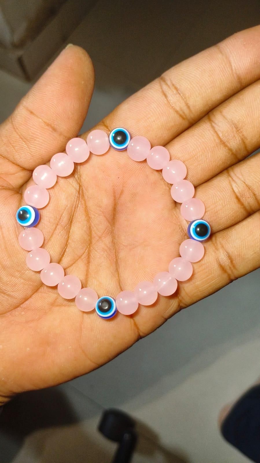 Handmade pink crystal bracelet for women and men – rose quartz gemstone