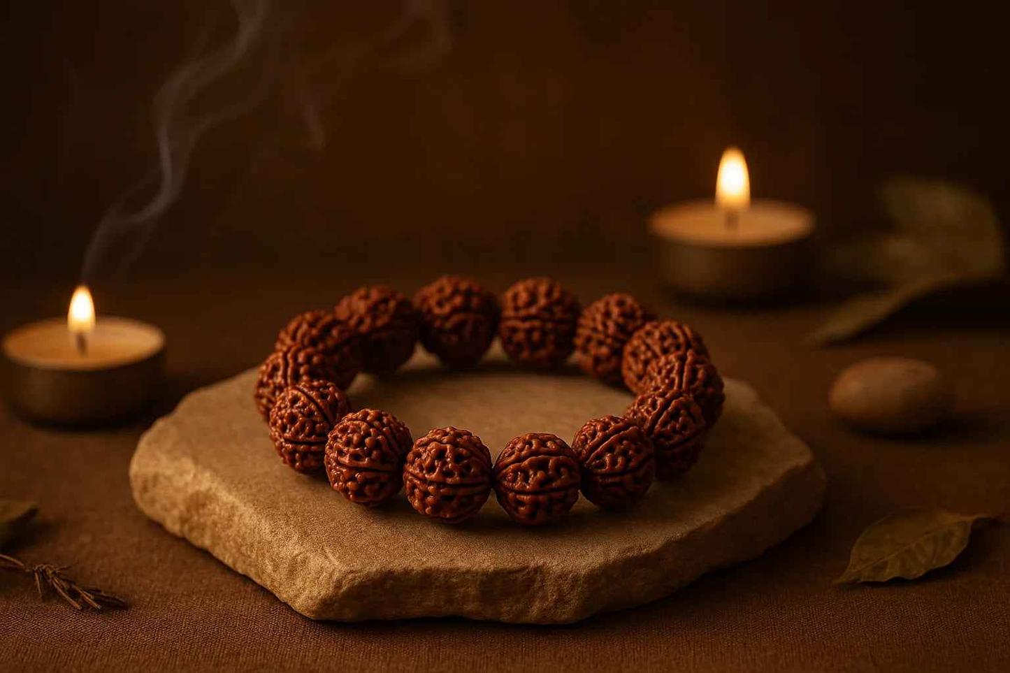 Authentic 5 Mukhi Rudraksha Bracelet - Natural Brown Beads for Spiritual Wellness