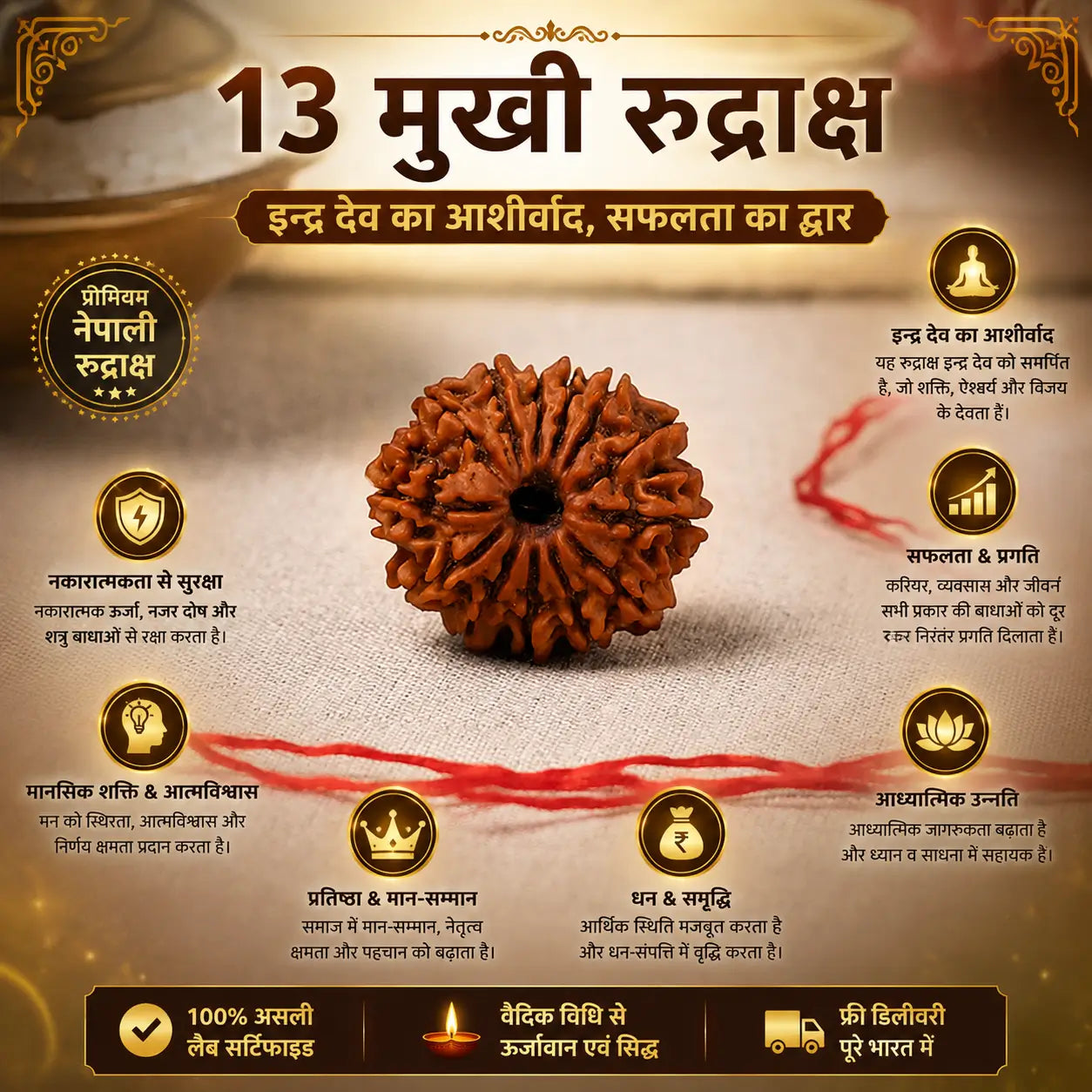 13 Mukhi Rudraksha Benefits – Original Nepal Bead | RamKart