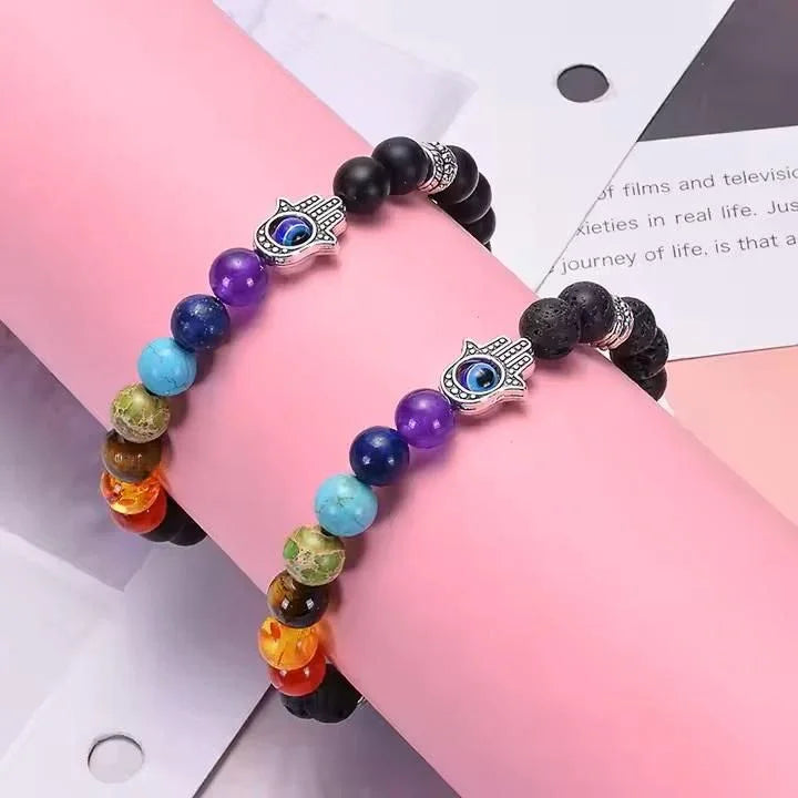 7 Chakra Healing Crystal Bracelet - Natural Stone Beads for Balance & Energy - RamKart