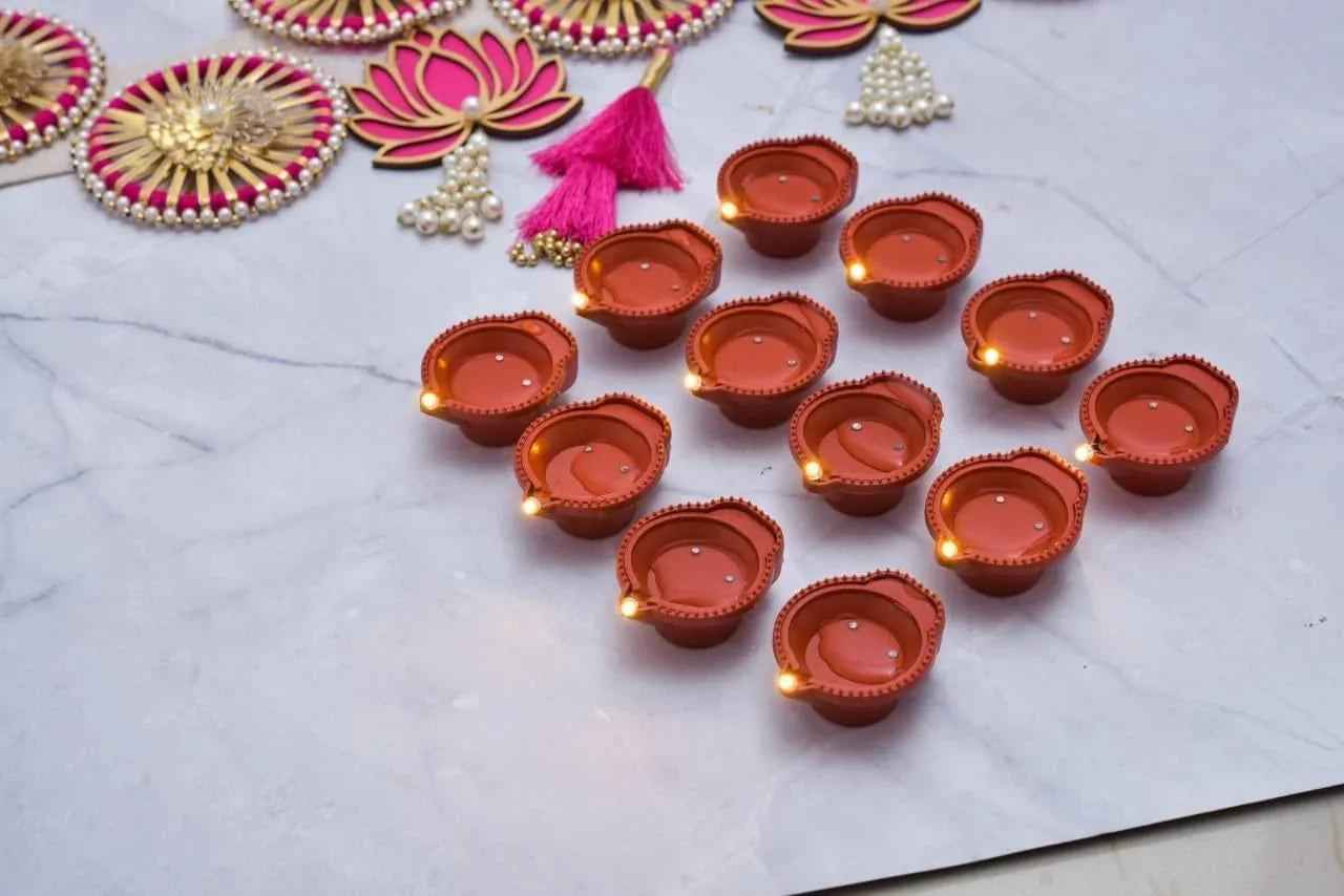 LED Water Sensor Floating Diyas - Reusable Decorative Lights for Diwali & Festivals (Pack of 6/12/18/24)