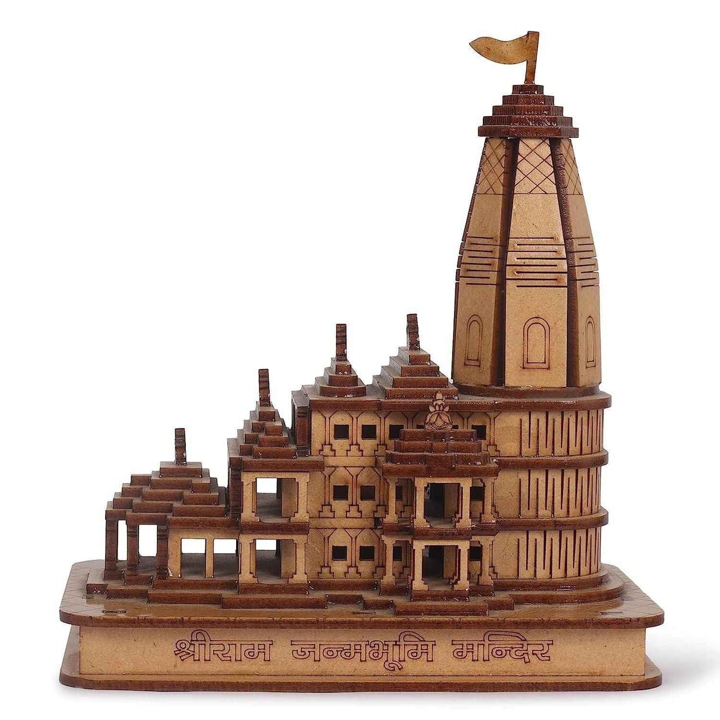Decorative Showpiece Wood Temple for Gift - Handcrafted Wooden Mandir for Home Decor - RamKart