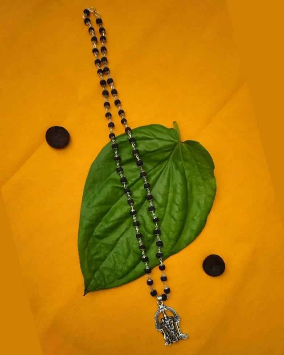Karungali Mala with Murugan Locket - Sacred Ebony Wood Prayer Beads (200g) - RamKart