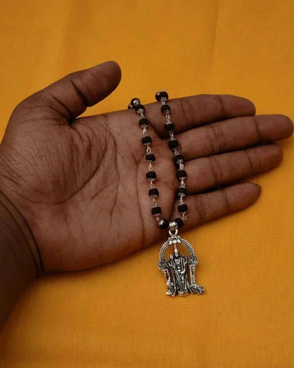 Karungali Mala with Murugan Locket - Sacred Ebony Wood Prayer Beads (200g) - RamKart