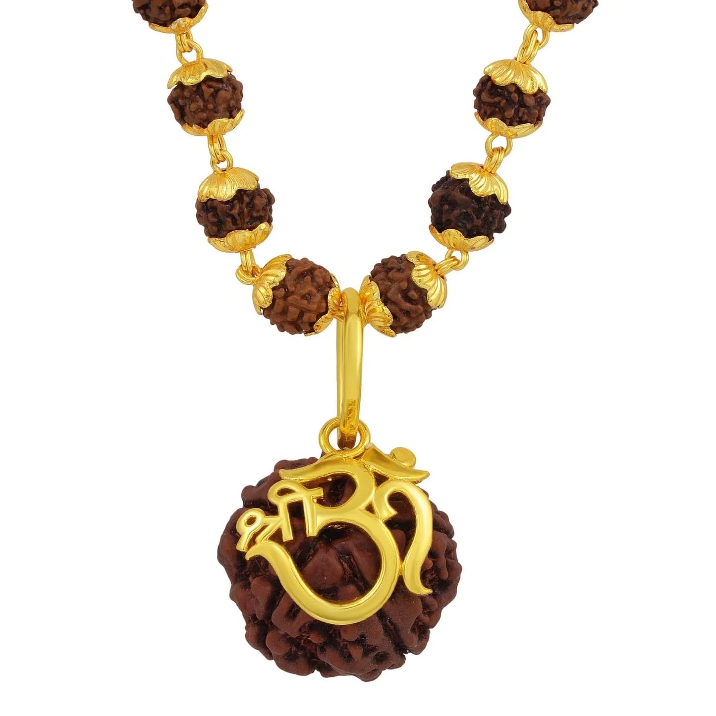 5 Mukhi Rudraksha Chain for Men | Original Sacred Bead Gold Necklace for Health & Peace - RamKart