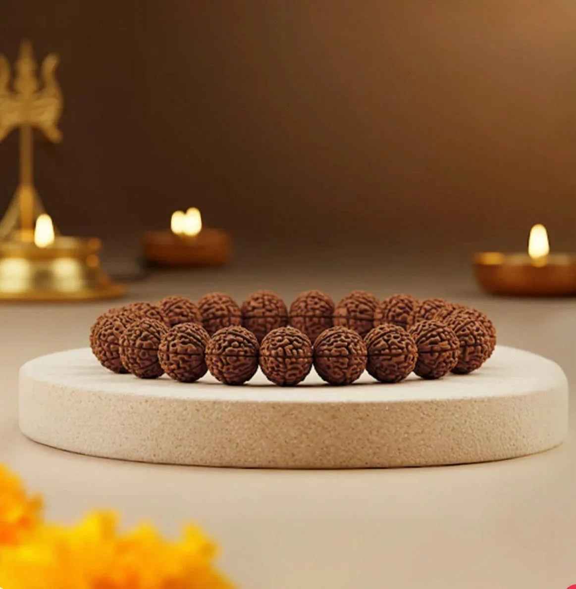 Authentic 5 Mukhi Rudraksha Bracelet - Natural Brown Beads for Spiritual Wellness - RamKart