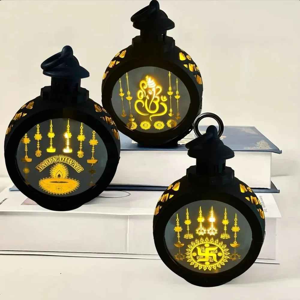 Ganpati LED light decoration showcasing Lord Ganesha with warm devotional lighting