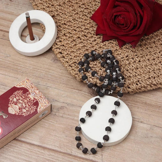 Karungali mala with silver cap original ebony wood mala Ramkart
