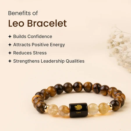 Benefits of Leo bracelet – builds confidence, attracts positive energy, reduces stress, strengthens leadership qualities – Tiger Eye Citrine by RamKart