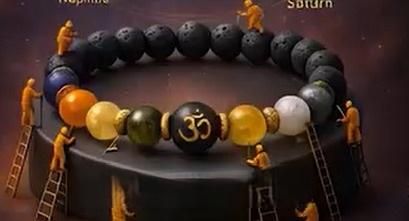 Natural Stone Om Charm Bracelet – Handcrafted Spiritual Bead Bracelet