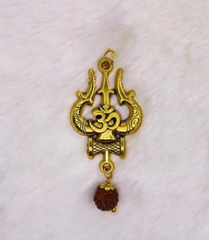 OM Shiva Trishool pendant Rudraksha mala – spiritual jewelry for meditation and protection