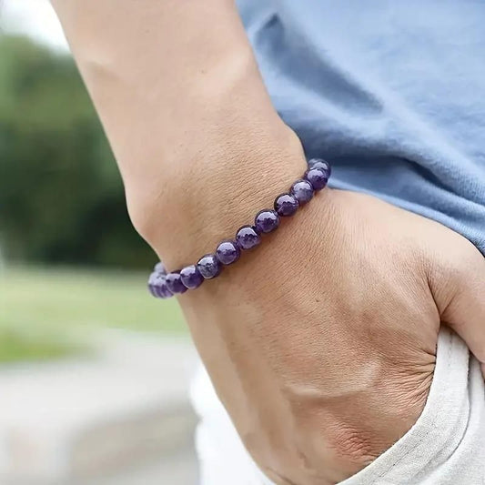 RamKart amethyst bracelet pack of 2 stretchable purple crystal bracelet