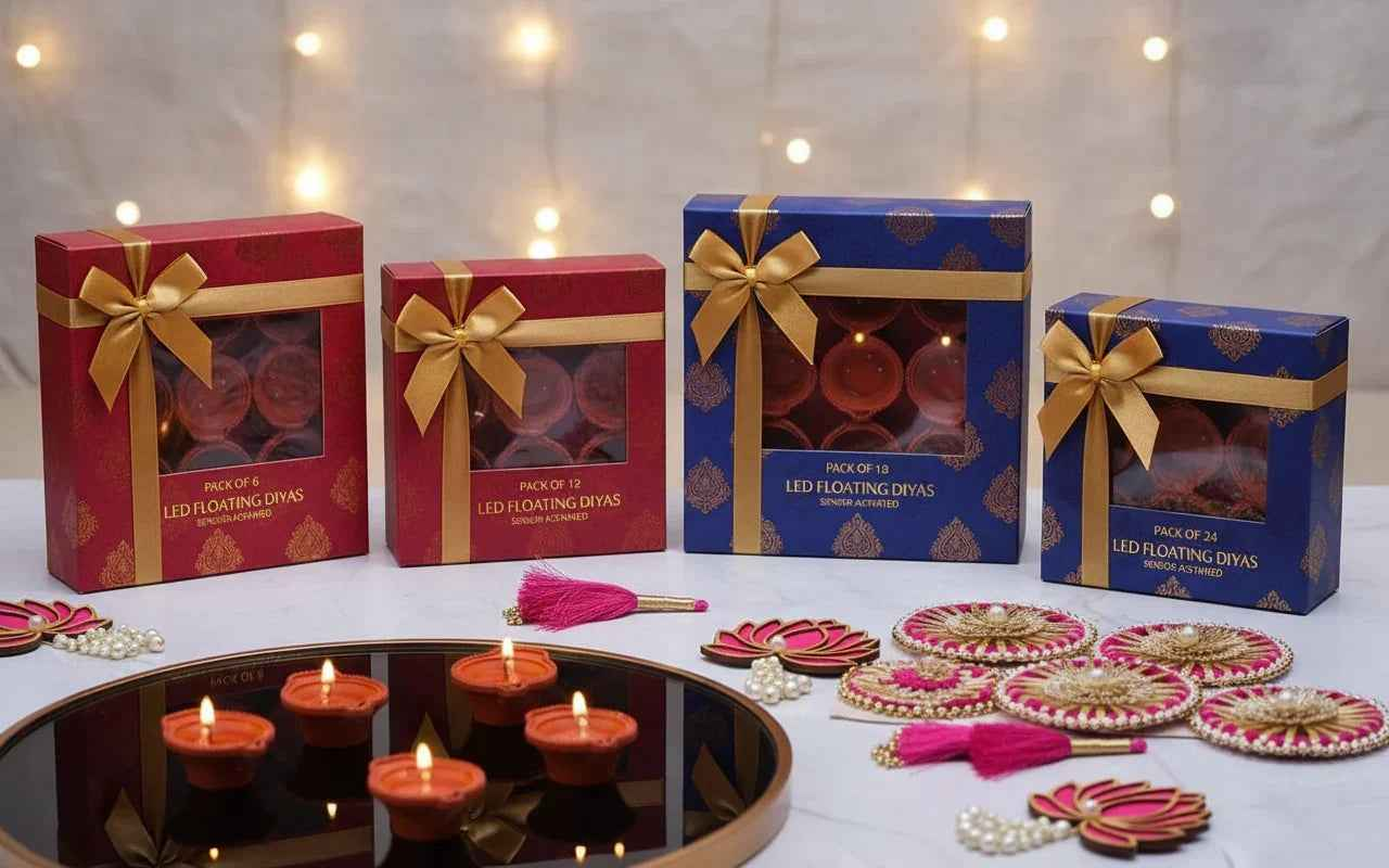 LED Water Sensor Floating Diyas - Reusable Decorative Lights for Diwali & Festivals (Pack of 6/12/18/24)