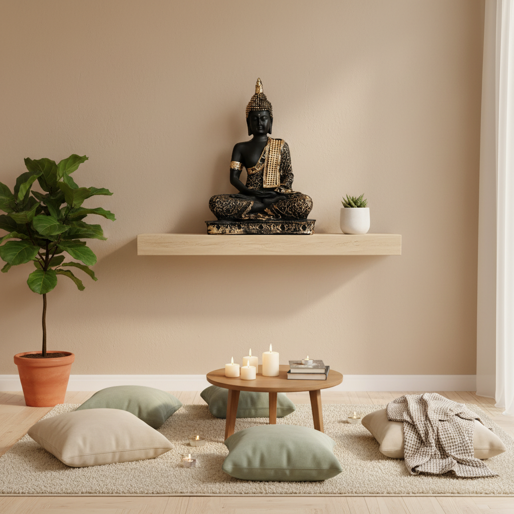 Buddha statue in peaceful meditation corner