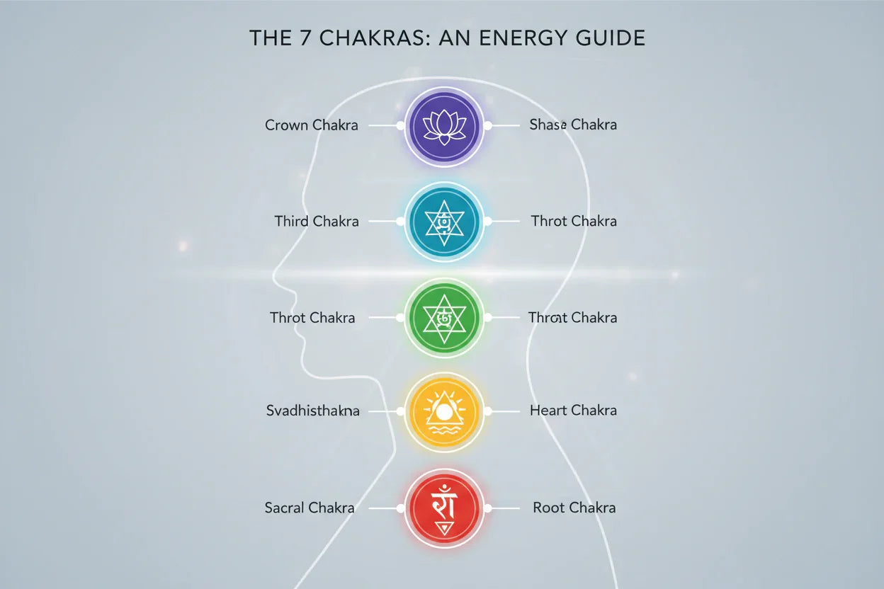 Seven chakras energy centers diagram