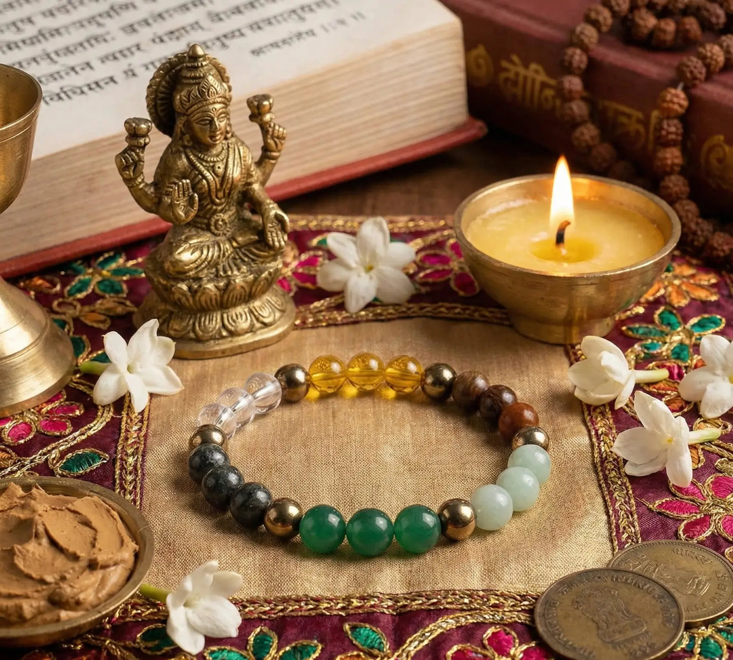 money magnet bracelet made with natural healing crystals by RamKart