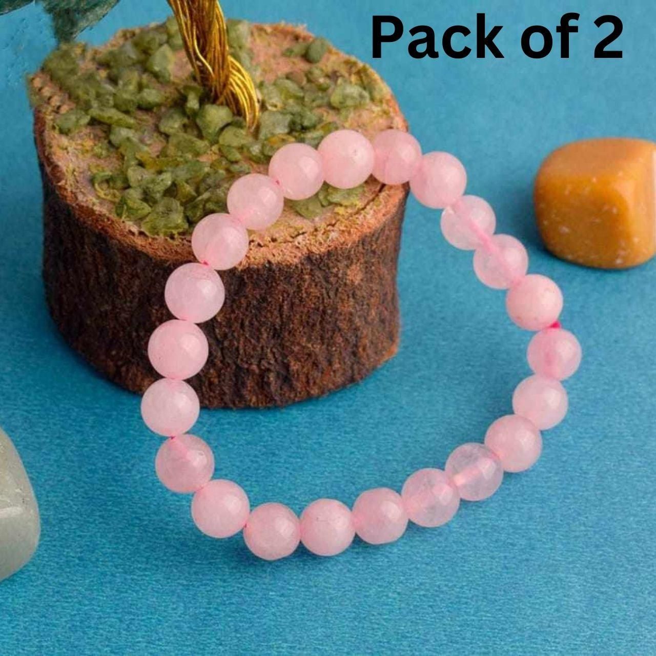 rose quartz crystal bracelet original pink beads - RamKart
